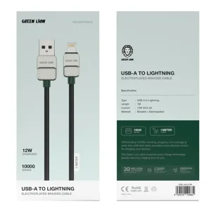 کابل آیفون لایتنینگ گرین لاین مدل GNELUALG1BK توان 12 وات 1 متر