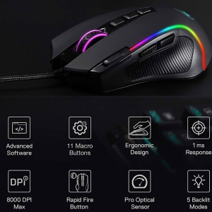 ماوس گیمینگ سیمی ردراگون Redragon مدل M612 با نور RGB