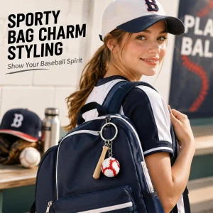 جاکلیدی و آویز کیف baseball bat ball طرح چوب بیسبال با توپ