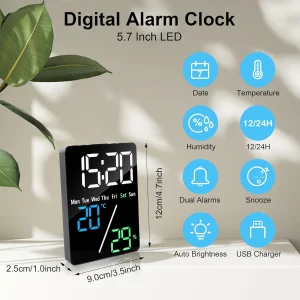 ساعت دیجیتال LED رومیزی مدل 5508 با نمایش دما و رطوبت