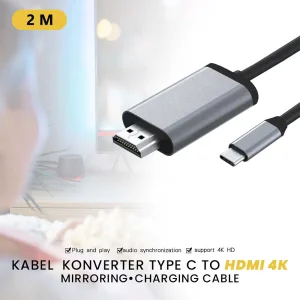 کابل تبدیل تایپ سی به HDMI مدل TH Plus TH02 طول 2 متر