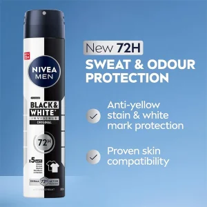 اسپری ضد تعریق مردانه نیوآ Black & White Invisible original 72h حجم 200ml