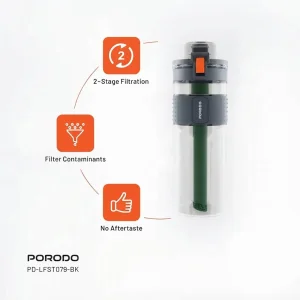 بطری آب تصفیه دار پورودو PORODO مدل PD-LFST079-BK دو مرحله ای