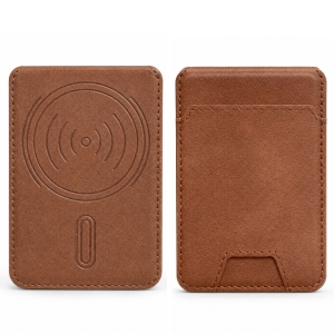 کیف کارت مگنتی پشت گوشی Leather Wallet طرح چرمی قهوه ای