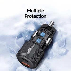 شارژر فندکی یوسامز USAMS مدل CC283 توان 60 وات دو پورت