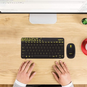 کیبورد و ماوس بی سیم لاجیتک logitech مدل MK240 سفید و قرمز روشن