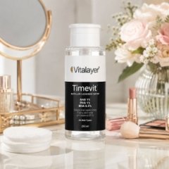 نمای جلوی محلول پاک کننده آرایش ویتالیر Timevit