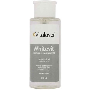 میسلار واتر ویتالیر مدل Whitevit مناسب انواع پوست حجم ۲۵۰ میلی لیتر
