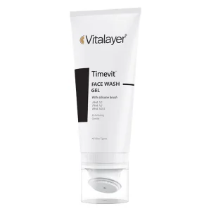 ژل شستشوی صورت ویتالیر مدل Timevit با براش سیلیکونی مناسب انواع پوست 200ml