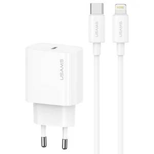 شارژر دیواری 20 وات یوسامز usams مدل CC226 + SJ712 با کابل تایپ سی به لایتنینگ