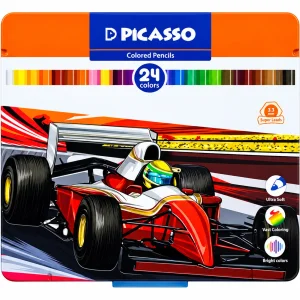 مداد رنگی 24 رنگ پیکاسو Picasso مدل GOL24-T جعبه فلزی