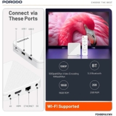 قیمت اندروید باکس پورودو Porodo مدل PDH96MAXWH با پخش 4K