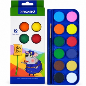 آبرنگ 12 رنگ پیکاسو Picasso مدل WT-1012 با قلمو