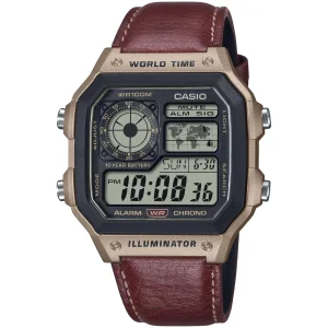 ساعت مچی دیجیتال کاسیو CASIO مدل AE-1200WHL-5AV یونیسکس با بند چرمی