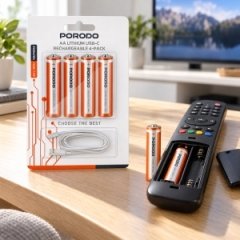 باتری قلمی شارژی  پورودو Porodo مدل PDAA25RB بسته 4 عددی لیتیومی