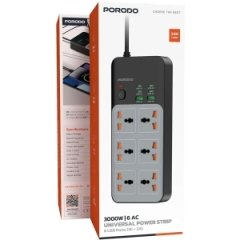 چندراهی برق پورودو Porodo مدل PDFWCH100GY با 6 پریز