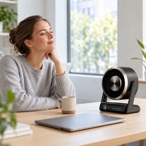 پنکه رومیزی شارژی پورودو Porodo مدل PDLFSTZH37BK با نمایشگر LED
