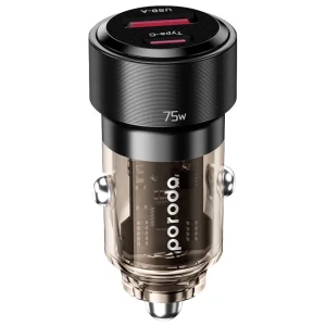 شارژر فندکی پورودو Porodo مدل  PD-75TDCC-BK توان 75 وات دو پورت