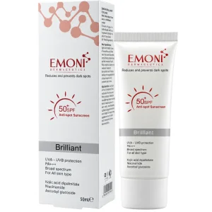 کرم ضد آفتاب بی رنگ امونی مدل Brilliant با SPF 50 ضد لک