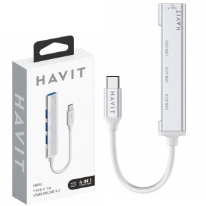 هاب 4 پورت تایپ سی هویت Havit مدل HB41 با پورت USB 3.0 (درگاه ها رنگ آبی داره) لینک در متن قرار گرفت