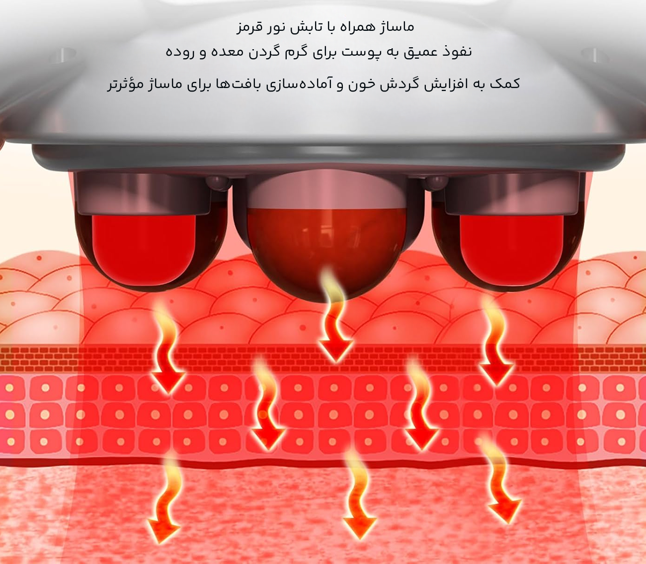 تابش نور قرمز ماساژور