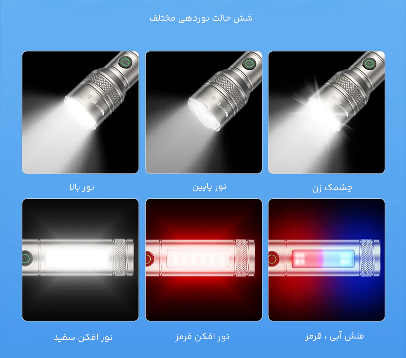 حالات نوردهی چراغ قوه