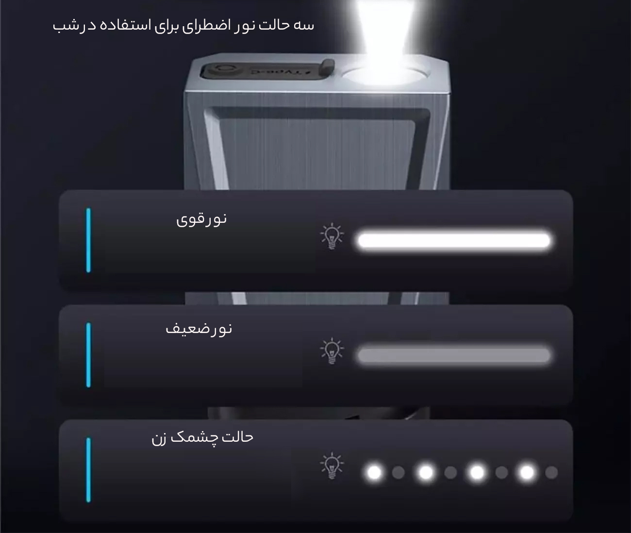 چراغ قوه با سه حالت نوردهی