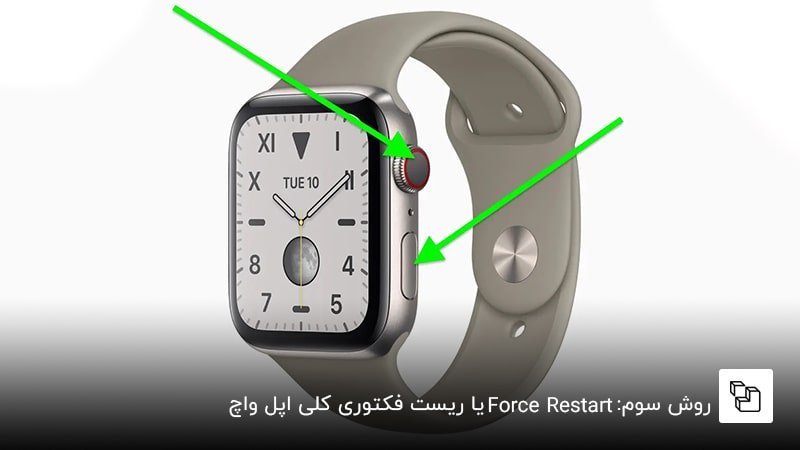 روش سوم: Force Restart یا ریست فکتوری کلی اپل واچ