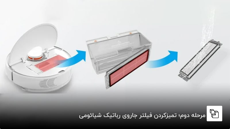 مرحله دوم؛ تمیزکردن فیلتر جاروی رباتیک شیائومی