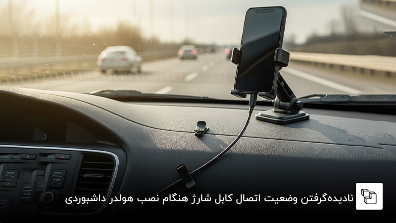 نادیده&zwnj;گرفتن وضعیت اتصال کابل شارژ هنگام نصب هولدر داشبوردی