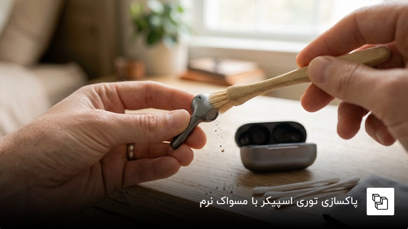  پاکسازی توری اسپیکر با مسواک نرم