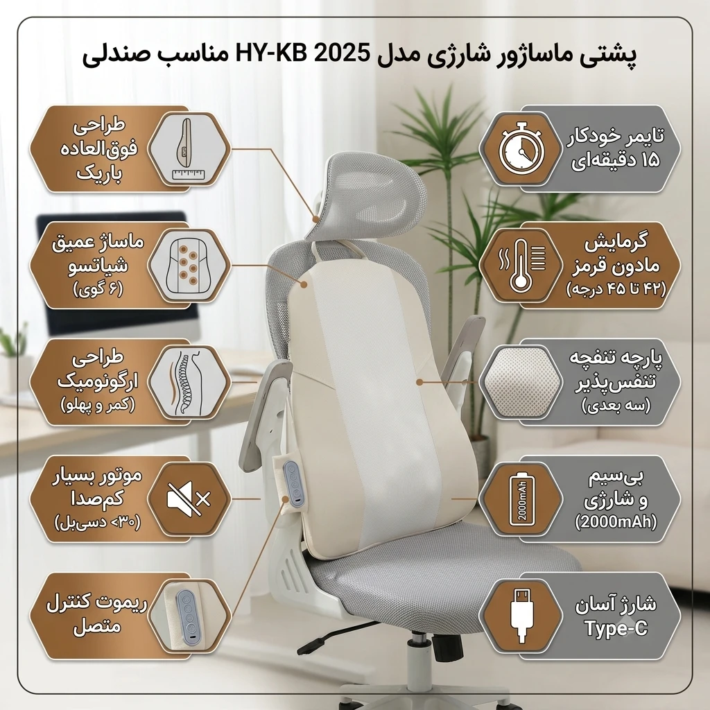 پشتی طبی کمری ماساژور