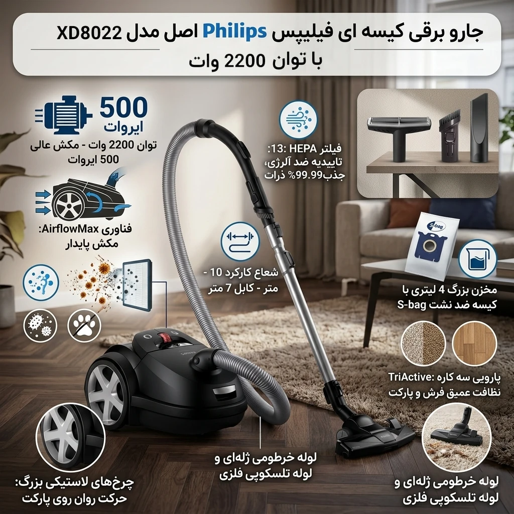 جاروبرقی کیسه ای فیلیپس اصلی