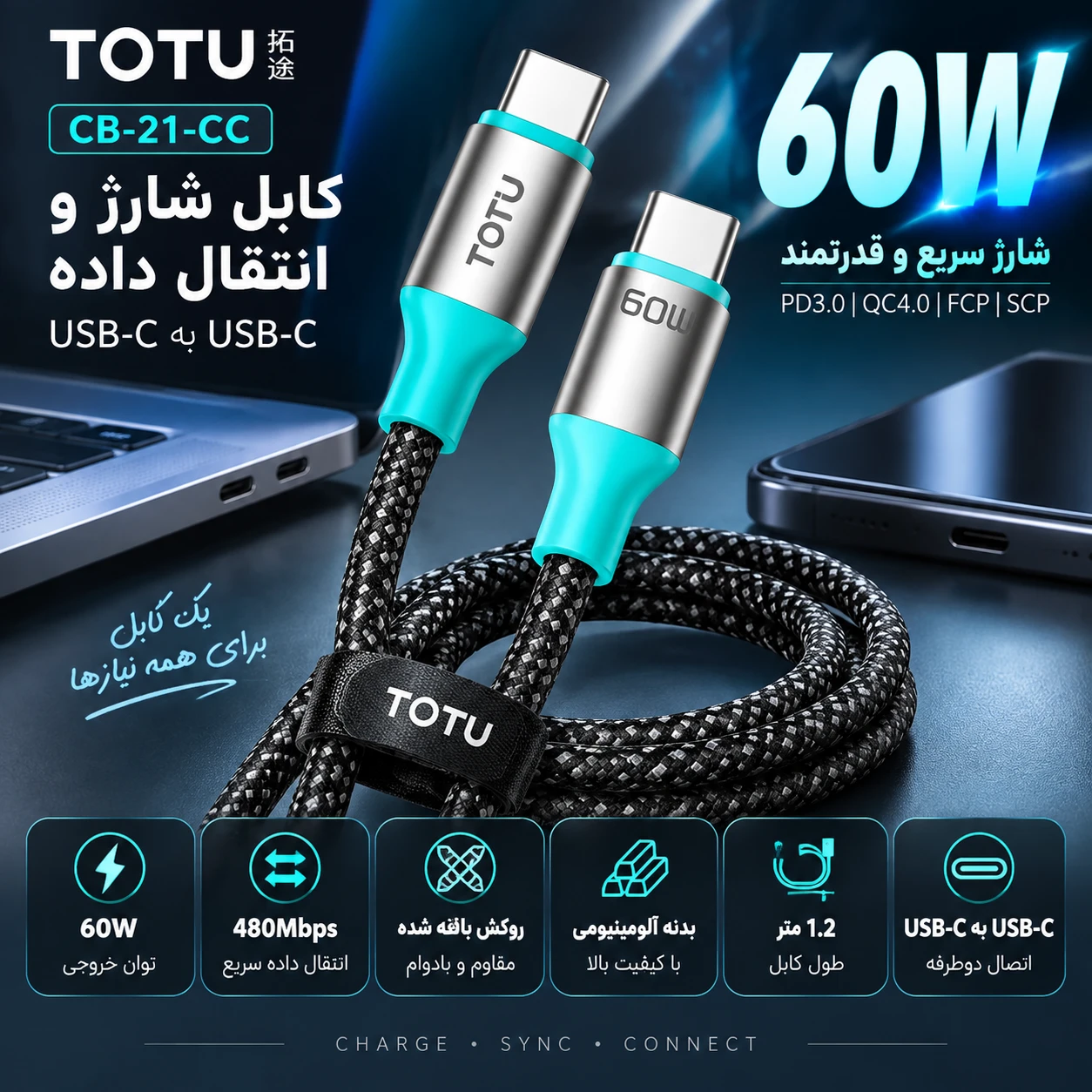کابل دوسر تایپ سی فست هوکو
