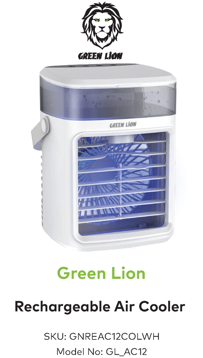 پنکه شارژی و مه پاش گرین لاین Green Lion مدل GL-AC12