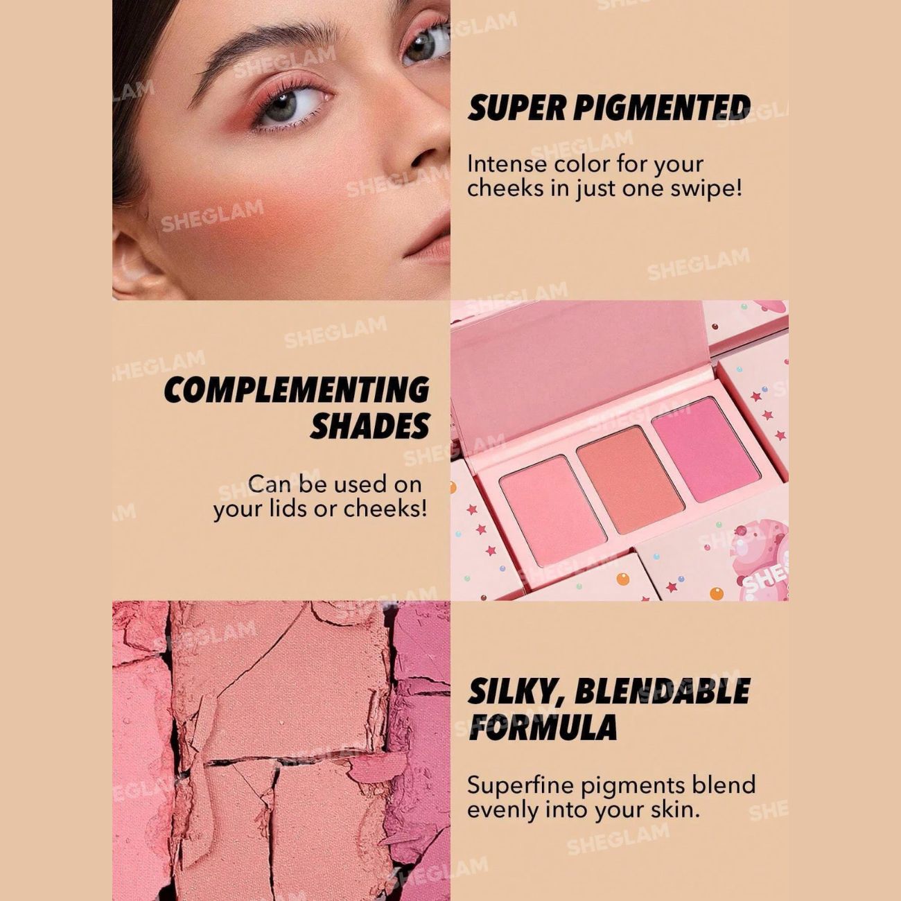 رژگونه پودری سه رنگ شیگلم
