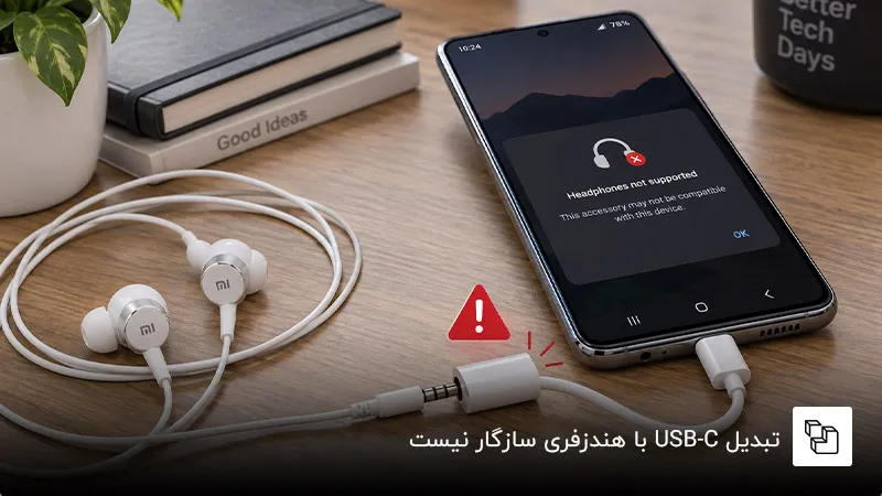 تبدیل USB-C با هندزفری سازگار نیست