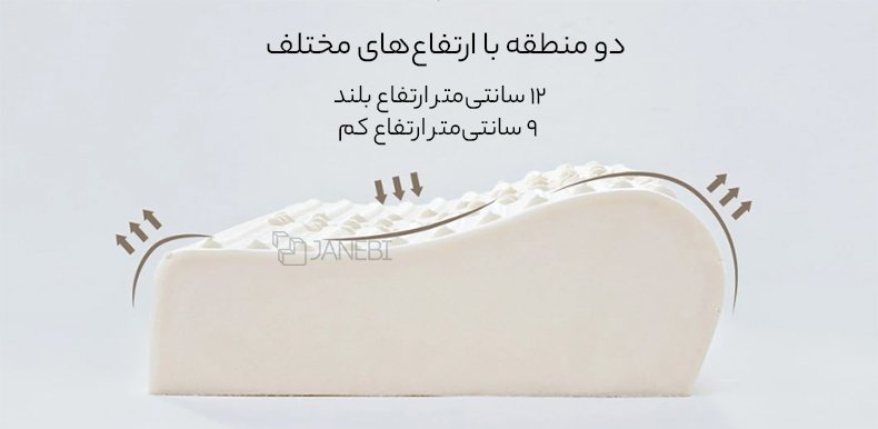 بالش لاتکس با دو ارتفاع مختلف